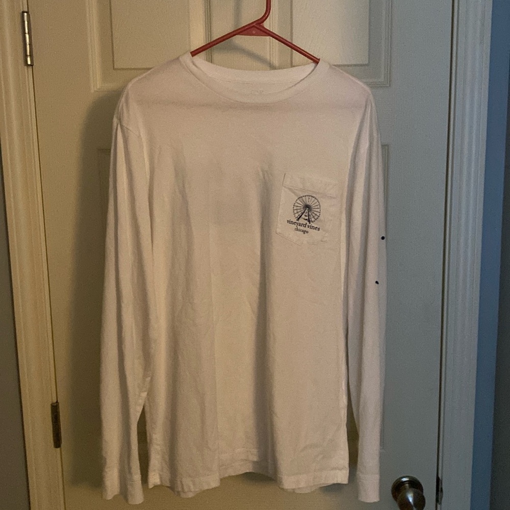 White Long Sleeve Vineyard Vine Chicago Shirt